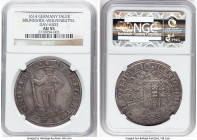 Brunswick-Wolfenbüttel. Friedrich Ulrich "Wildman" Taler 1614 AU55 NGC, KM52.1, Dav-6303. The deeply entrenched luster percolates to the surface at th...
