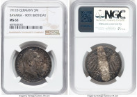 Lot of 4 Certified Assorted silver Issues NGC, 1) Bavaria. Otto 3 Mark 1911-D MS63 NGC, Munich mint, KM998. 90th Birthday of Prince Regent Luitpold. 2...