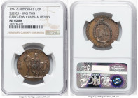 Sussex. Brighton 1/2 Penny Token 1794 MS62 Brown NGC, D&H-2. Edge: BRIGHTON CAMP HALFPENNY. Ember luster adorns the fields. HID09801242017 © 2025 Heri...
