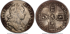William III Pair of Certified Crown Issues NGC, 1) Crown 1695 Fine 15, KM486, S-3470. SEPTIMO edge. 2) Crown 1696 VF Details (Cleaned), KM494.1, S-347...
