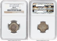 George III 6 Pence 1787 MS63 NGC, KM606.2, S-3749, ESC-2190 (prev.-1629). Hearts in the Hanoverian shield variety. HID09801242017 © 2025 Heritage Auct...