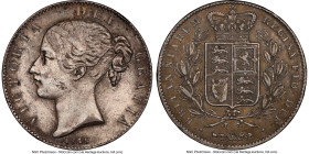 Victoria Pair of Certified Crown Issues 1845 NGC, 1) Crown XF Details (Cleaned), 2) Crown XF Details (Reverse Rim Damage), KM741, S-3882. Cinquefoil E...