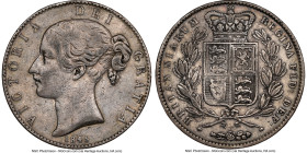 Victoria Pair of Certified Crown Issues 1845 NGC, 1) Crown XF Details (Cleaned), 2) Crown XF Details (Reverse Rim Damage), KM741, S-3882. Cinquefoil E...
