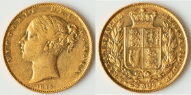 Victoria gold Sovereign 1845 XF, KM736.1, S-3852. 22mm. 7.97gm. HID09801242017 © 2025 Heritage Auctions | All Rights Reserved www.HA.com/TexasAuctione...