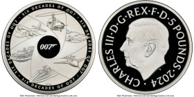 Charles III silver Proof "James Bond 60th Anniversary" 5 Pounds (2 oz) 2024 PR70 Ultra Cameo NGC, Celebrating Six Decades of 007. HID09801242017 © 202...