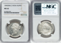 British India. Victoria Pair of Certified Rupees 1840-(b & c) MS62 NGC, Calcutta mint, KM458.2. HID09801242017 © 2025 Heritage Auctions | All Rights R...