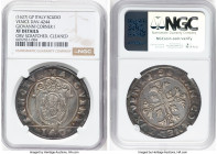 Venice. Giovanni Corner I Scudo ND (1627-1628)-GP XF Details (Obverse Scratched, Cleaned) NGC, KM143, Dav-4244. A prismatic re-toning enlivens the per...