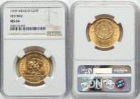 Estados Unidos gold Restrike 20 Pesos 1959 MS64 NGC, Mexico City mint, KM478. Aztec calendar stone issue. Ex. Heritage Auction 231838 (September 2018,...
