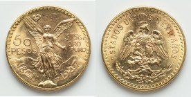 Estados Unidos gold 50 Pesos 1947 UNC, Mexico City mint, KM481, Fr-172. Centennial of Independence. 37mm. 41.62gm. HID09801242017 © 2025 Heritage Auct...