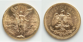 Estados Unidos gold 50 Pesos 1947 UNC, Mexico City mint, KM481. Centennial of Independence. 37mm. 41.70gm. HID09801242017 © 2025 Heritage Auctions | A...