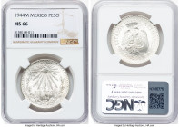 Estados Unidos 4-Piece Lot of Certified Pesos MS66 NGC, 1) Peso 1944-M - MS66 2) Peso 1943-M - MS66 3) Peso 1933-M - MS66 4) "Open 9" Peso 1932-M - MS...