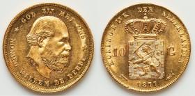 Willem III gold 10 Gulden 1877 UNC, Utrecht mint, KM106. 22.5mm. 6.72gm. HID09801242017 © 2025 Heritage Auctions | All Rights Reserved www.HA.com/Texa...