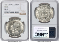 Republic 4-Piece Lot of Certified Assorted silver Issues NGC, 1) Balboa 1966 - MS64, KM27 2) 1/2 Balboa 1962 - MS64, KM12.2 3) 1/4 Balboa 1962 - MS64,...