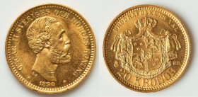 Oscar II gold 20 Kronor 1890-EB 20 AU, Kungsholmen mint, KM748, Fr-93a. 23mm. 8.96gm. HID09801242017 © 2025 Heritage Auctions | All Rights Reserved ww...