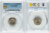 Confederation 5-Piece Lot of Gem+ Minors PCGS, 1) Confederation 10 Rappen 1912-B MS65 PCGS, Bern mint, KM27 2) Confederation 20 Rappen 1950-B MS67 PCG...