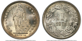 Confederation 5-Piece Lot of Gem+ 1/2 Francs PCGS, 1) Confederation 1/2 Franc 1914-B MS67 PCGS, Bern mint, KM23 2) Confederation 1/2 Franc 1921-B MS67...