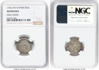 Pair of Certified Assorted Issues NGC, 1) Spain: Philip V Real 1726/1 M-A AU Details (Edge Filing) NGC, Madrid mint, KM298 2) Brazil: Joao Prince Rege...