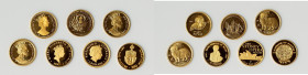 7-Piece Lot of Uncertified gold Issues, Australia: Elizabeth II gold 5 Dollars (1/25 oz) 2006 - Proof, Perth mint, KM1014. Sydney Opera House Bhutan: ...