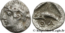 THRACE - THRACIAN ISLANDS - THASOS
Type : Hemiobole 
Date : c. 411-404 AC. 
Mint name / Town : Thrace, Thasos 
Metal : silver 
Diameter : 7  mm
Orient...