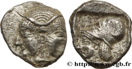 MYSIA – LAMPSAKOS / LAMPSACUS
Type : Trihemiobole 
Date : c. 480-450 AC. 
Mint name / Town : Lampsaque, Mysie 
Metal : silver 
Diameter : 11  mm
Orien...