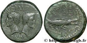AUGUSTUS and AGRIPPA
Type : Dupondius 
Date : c. 20-14 AC. 
Mint name / Town : Nîmes, Gaule 
Metal : copper 
Diameter : 27,5  mm
Orientation dies : 9 ...