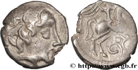 PICTONES (Area of Poitiers)
Type : Drachme au cavalier ailé 
Date : c. 120-80 AC. 
Mint name / Town : Poitiers (86) 
Metal : silver 
Diameter : 16,5  ...