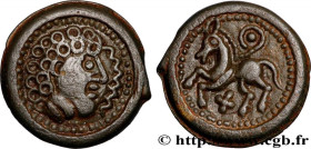 GALLIA BELGICA - SUESSIONES (Area of Soissons)
Type : Potin au cheval, classe II 
Date : c. 60-50 AC. 
Metal : potin 
Diameter : 20  mm
Orientation di...