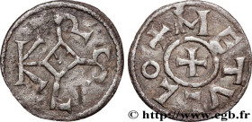 CHARLES II LE CHAUVE / THE BALD
Type : Obole 
Date : circa 855-866 
Date : n.d. 
Mint name / Town : Melle 
Metal : silver 
Diameter : 15,5  mm
Orienta...