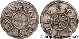 CHARLES II LE CHAUVE / THE BALD
Type : Denier 
Date : c. 840-864 
Date : n.d. 
Mint name / Town : Melle 
Metal : silver 
Diameter : 20,5  mm
Orientati...