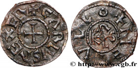 CHARLES II LE CHAUVE / THE BALD
Type : Denier 
Date : c. 840-864 
Date : n.d. 
Mint name / Town : Melle 
Metal : silver 
Diameter : 20  mm
Orientation...