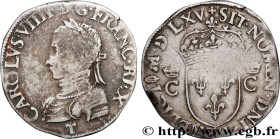 CHARLES IX
Type : Teston, 5e type 
Date : 1565 
Mint name / Town : Nantes 
Metal : silver 
Millesimal fineness : 898  ‰
Diameter : 27,5  mm
Orientatio...