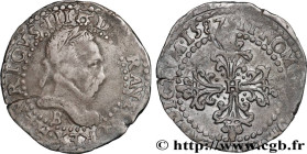HENRY III
Type : Quart de franc au col plat 
Date : 1587 
Mint name / Town : Rouen 
Quantity minted : 2003346 
Metal : silver 
Millesimal fineness : 8...
