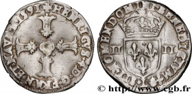 HENRY IV
Type : Quart d'écu, croix feuillue de face 
Date : 1591 
Mint name / Town : Bayonne 
Quantity minted : 116525 
Metal : silver 
Millesimal fin...