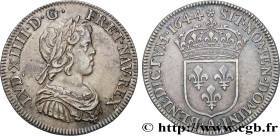LOUIS XIV "THE SUN KING"
Type : Quart d'écu, portrait à la mèche courte 
Date : 1644 
Mint name / Town : Paris, Monnaie de Matignon 
Quantity minted :...