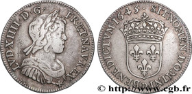LOUIS XIV "THE SUN KING"
Type : Quart d'écu, portrait à la mèche courte 
Date : 1645 
Mint name / Town : Lyon 
Quantity minted : 462204 
Metal : silve...