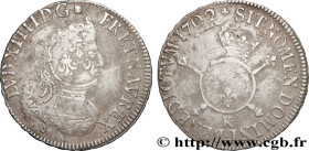 LOUIS XIV "THE SUN KING"
Type : Demi-écu aux insignes 
Date : 1702 
Mint name / Town : Bordeaux 
Metal : silver 
Millesimal fineness : 917  ‰
Diameter...