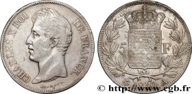 CHARLES X
Type : 5 francs Charles X, 2e type 
Date : 1830 
Mint name / Town : Paris 
Quantity minted : 6327141 
Metal : silver 
Millesimal fineness : ...