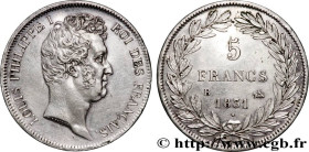 LOUIS-PHILIPPE I
Type : 5 francs type Tiolier avec le I, tranche en creux 
Date : 1831 
Mint name / Town : Rouen 
Quantity minted : 7.886.588 
Metal :...