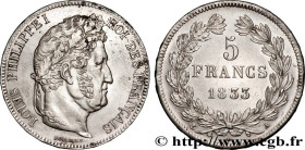LOUIS-PHILIPPE I
Type : 5 francs IIe type Domard 
Date : 1833 
Mint name / Town : Paris 
Quantity minted : 8.209.325 
Metal : silver 
Millesimal finen...