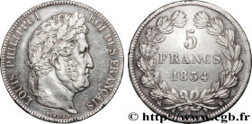 LOUIS-PHILIPPE I
Type : 5 francs IIe type Domard 
Date : 1834 
Mint name / Town : Rouen 
Quantity minted : 4451318 
Metal : silver 
Millesimal finenes...
