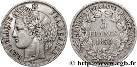 II REPUBLIC
Type : 5 francs Cérès, IIe République 
Date : 1850 
Mint name / Town : Strasbourg 
Quantity minted : 948287 
Metal : silver 
Millesimal fi...