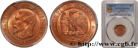 SECOND EMPIRE
Type : Deux centimes Napoléon III, tête nue 
Date : 1854 
Mint name / Town : Lille 
Quantity minted : 3401758 
Metal : bronze 
Diameter ...