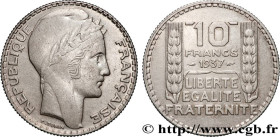 III REPUBLIC
Type : 10 francs Turin 
Date : 1937 
Quantity minted : 52368 
Metal : silver 
Millesimal fineness : 680  ‰
Diameter : 28,01  mm
Orientati...