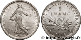 III REPUBLIC
Type : 1 franc Semeuse, frappe légèrement décentrée au revers 
Date : 1915 
Mint name / Town : Paris 
Quantity minted : --- 
Metal : silv...