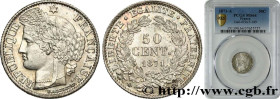 III REPUBLIC
Type : 50 centimes Cérès, IIIe République 
Date : 1871 
Mint name / Town : Paris 
Quantity minted : 235.803 
Metal : silver 
Millesimal f...