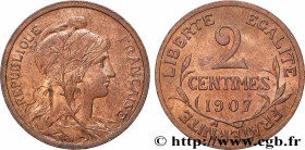 III REPUBLIC
Type : 2 centimes Daniel-Dupuis 
Date : 1907 
Mint name / Town : Paris 
Quantity minted : 250000 
Metal : bronze 
Diameter : 20  mm
Orien...