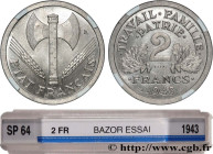 FRENCH STATE
Type : Essai de 2 francs Francisque 
Date : 1943 
Mint name / Town : Paris 
Quantity minted : 300 
Metal : aluminium 
Diameter : 27  mm
O...