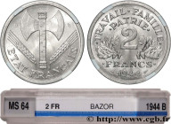 FRENCH STATE
Type : 2 francs Francisque 
Date : 1944 
Mint name / Town : Beaumont-Le-Roger 
Quantity minted : 10297863 
Metal : aluminium 
Diameter : ...