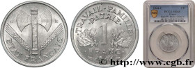 FRENCH STATE
Type : 1 franc Francisque, légère 
Date : 1944 
Mint name / Town : Castelsarrasin 
Quantity minted : 74.859.005 
Metal : aluminium 
Diame...