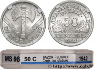 FRENCH STATE
Type : 50 centimes Francisque, lourde, premiers exemplaires avec les CROIX 
Date : 1942 
Mint name / Town : Paris 
Quantity minted : --- ...